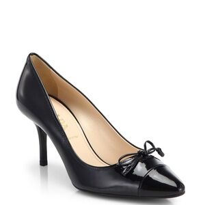 Prada Black Patent Leather Bow Pumps 39 8.5